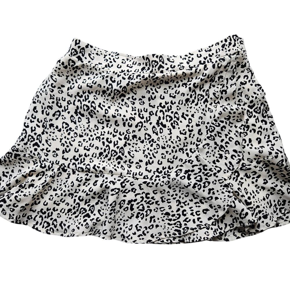Altar'd State S Cream Black Animal Print Mini Skirt Belted Y2K